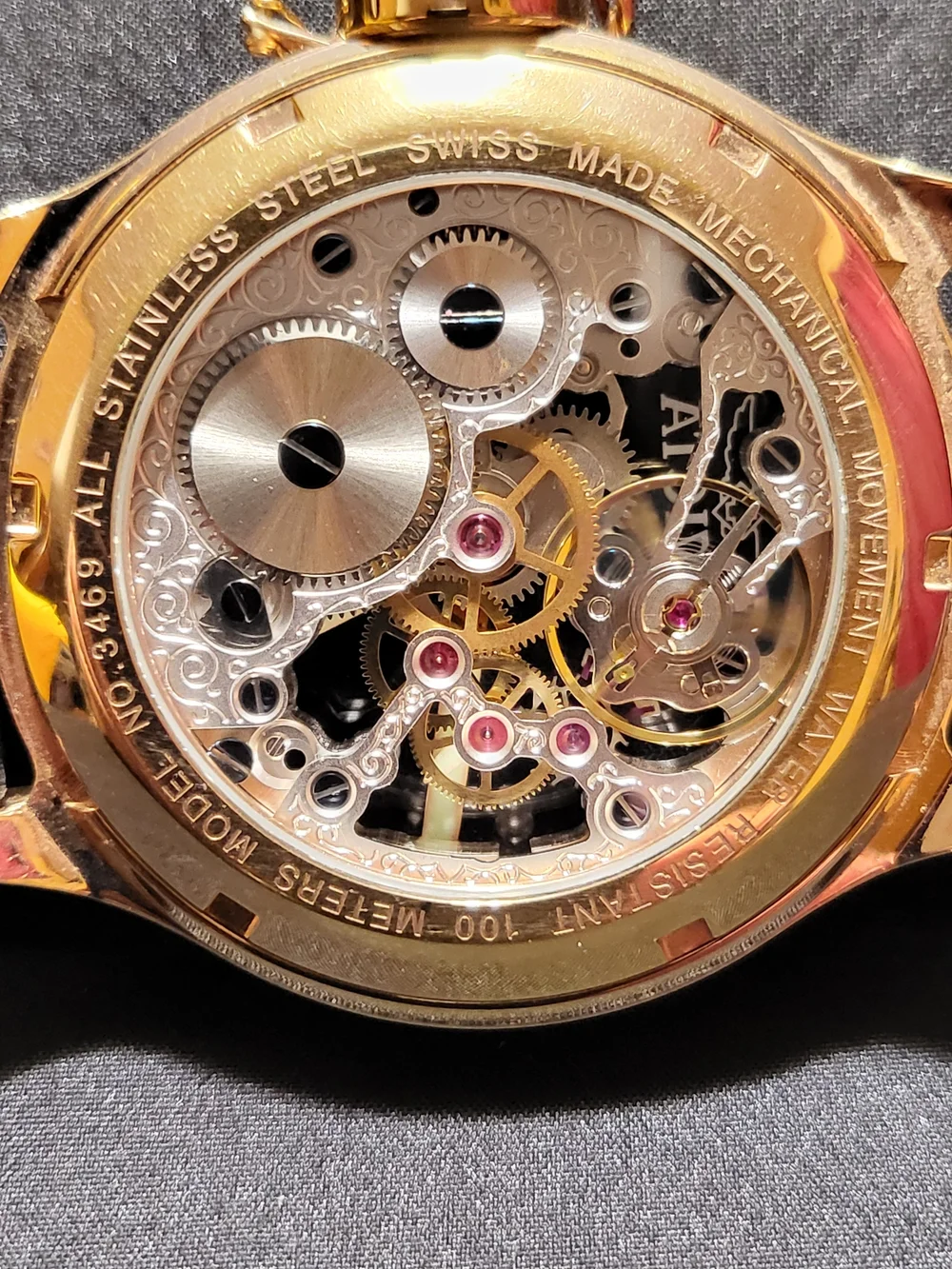 Invicta Model 3489 Gold Skeleton Dial Men's Mechanical Watch